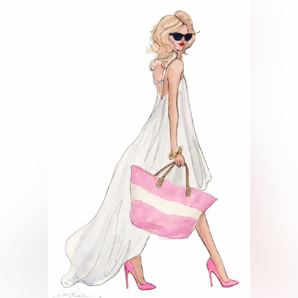 Stylish Pink and White Tote Bag